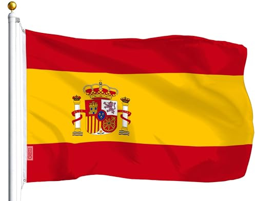 G128 spagna (spagnolo) bandiera | 3x5 piedi | stampati - colori vivaci, gommini di protezione in ottone, del poliestere