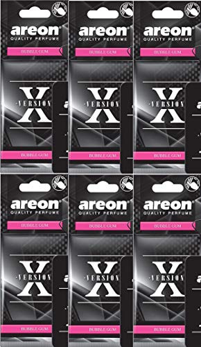 AREON X Auto Lufterfrischer Bubble Gum Duft Autoduft Kaugummi Schwarz Aufhänger Anhänger Spiegel Pappe 2D (Bubblegum Set Pack x 6)