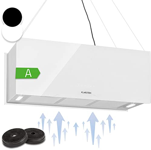 Klarstein Cappa Isola Sospesa con Timer, Flusso d'Aria 590m³/h, Cappa Cucina con 3 Modalità e Filtri Antigrasso, Isola Sottopensile con Filtri a Carboni Attivi