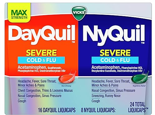 Vicks DayQuil & Nyquil Severe Cold, Flu & Congestion Medicine, 24 Count