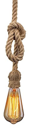 EYLM Lámpara de Cuerda de Cáñamo, Lámpara Cuerda Vintage para Comedor, Sala, Restaurante, Bar y Cafetería, Base E27(1 cuerda)