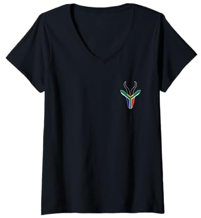 Damen South African Rugby Bokke South Africa Flag Colors T-Shirt mit V-Ausschnitt