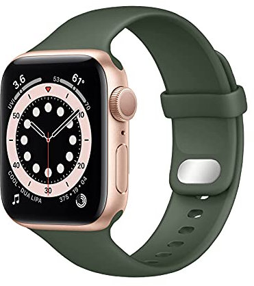 Lobnhot Kompatibel für Apple Watch Armband 45mm 46mm 42mm 44mm,Weiches Sport Silikon Ersatzarmband Kompatibel mit iWatch Series 10 9 8 7 6 5 4 3 2 1 SE für Damen Herren ， Dunkel grün
