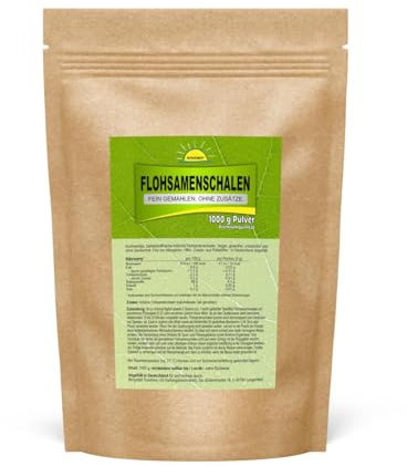Flohsamenschalen (in Deutschland abgefüllte Premiumqualität, 100% naturrein), 1 kg, fein gemahlen, ohne Zusatzstoffe, Bonemis®