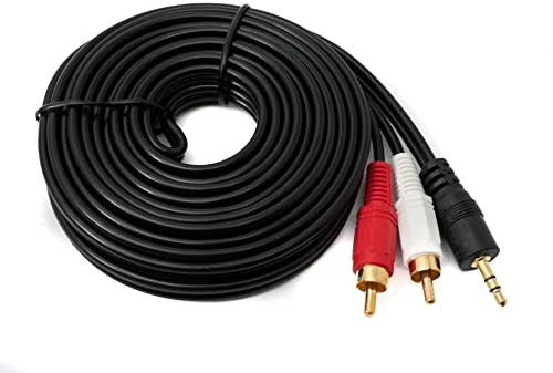 System-S Câble RCA 2 RCA 5 m mâle vers AUX jack 3,5 mm mâle stéréo AV en noir