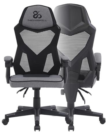 NEWSKILL Eros Silla Gaming ergonómica con Respaldo de Malla, Asiento Acolchado y Base metálica - Color Gris