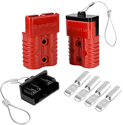 Spurtar Batterie 175A Connecteur Batterie 2 Lot, à Connexion Rapide, Convient au Kit de Récupération de Câbles de Démarrage 1/0 AWG 12-36V pour Voiture, VTT, Moteurs, Treuil de Remorquage, Rouge