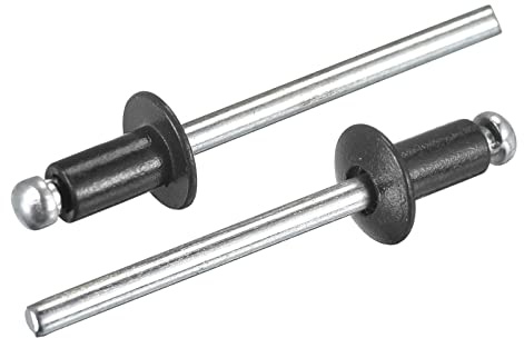 sourcing map Rivets aveugles, 4mm x 6mm Aluminium Ouvert Terminal Plat Rond Tête Rivet pour Assemblage Métal Plaque, Noir 25 Pcs