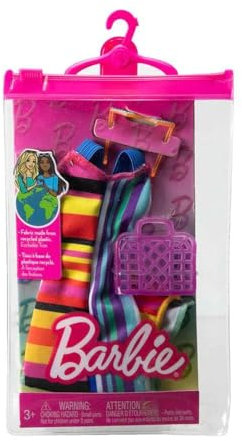 Barbie Fashion Pack HJT22 - Vestito lungo per bambola, motivo grafico, borsa e occhiali da sole, design