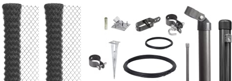 Alberts 631185 Maschendrahtzaun als Zaun-Komplettset, mit Einschlagbodenhülse | verschiedene Längen und Höhen | anthrazit-metallic | Höhe 150 cm | Länge 40 m