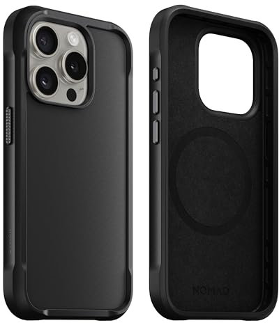 NOMAD Rugged Case | für iPhone 15 Pro | Schutzhülle aus Polycarbonat mit TPU-Bumper | Matte PET-Rückseite | MagSafe-kompatibel | Shadow