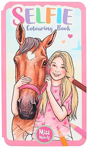 Depesche 12490 Miss Melody - Selfie Malbuch mit lustigen Pferde Motiven, 30 Seiten, Ausmalbuch inkl. Sticker