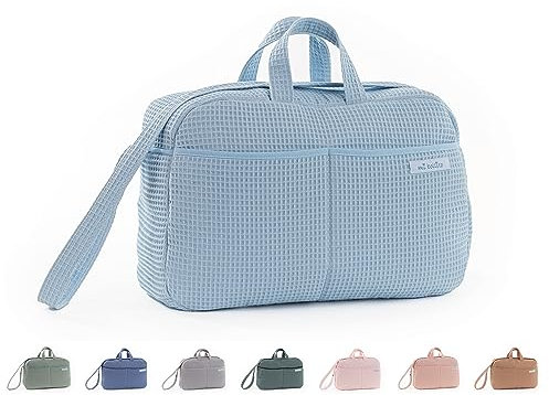 mi bollito Crossbody Sac de maternité pour poussette et hôpital Sac de rangement pratique et élégant de grande capacité Produit fabriqué en Espagne, bleu clair, Taille unique