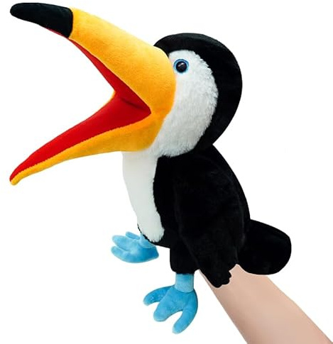 okegztoa Puppet Toucan Hand Puppet,13.8 Animal Puppet Toucan Puppets Stuffed Animal Hand Puppets for Kids with Movable Mouth,Puppet Plush Multi-Color Toys Bird Puppet Role Play Teaching(Big Black)