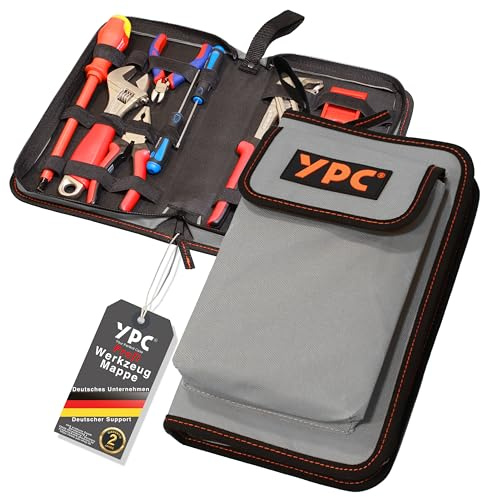 YPC ZipCaddy L – Werkzeugmappe/Werkzeug Organizer mit großer Außentasche und 17 Halteschlaufen, Werkzeugtasche leer, Werkzeug Mappe, Zangen Tasche, Tool Case