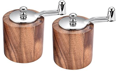 Bcowtte 2 x Pfeffermühle, Pfeffermühle aus mit manueller Kurbel mit klassischer Bedienung und verstellbarem Keramikrotor