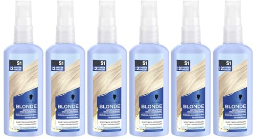 Schwarzkopf Blonde Aufheller S1 Stufe 3 (6x 125 ml), Aufhellspray zum Haare aufhellen um bis zu 2 Stufen für eine strahlende, sonnengeküsste blonde Haarfarbe, Formel mit Argan-Öl