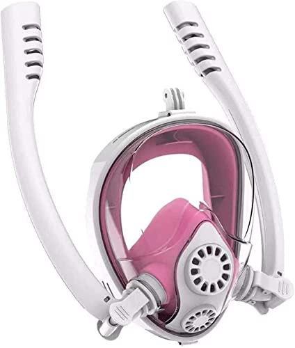 ZGYOZMNG Tauchen, Tauchmasken, Unterwasser-Antibeschlag-Vollgesichts-Schnorchelmaske, Schwimm-Schnorchelausrüstung, professionelle Schnorchelausrüstung (Pink L)
