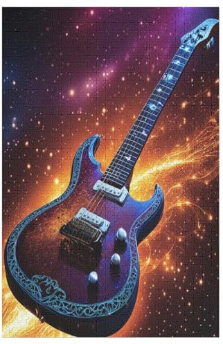Puzzles Für Erwachsene Und Kinder, Gitarre -Puzzle, 1000 Teile, Kreative Holzpuzzles, Puzzles Für Erwachsene, Geschenke （78×53cm）