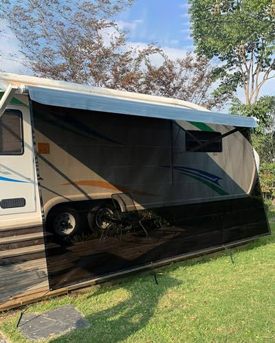 Ezcasch Sonnenschutz für Markise Wohnmobil, 85% View Blocker Markisen, Vorderwand Markise Sichtschutz für Campingwagen,Wohnmobil,Wohnwagen（Höhe 2.13m x Breite 3m