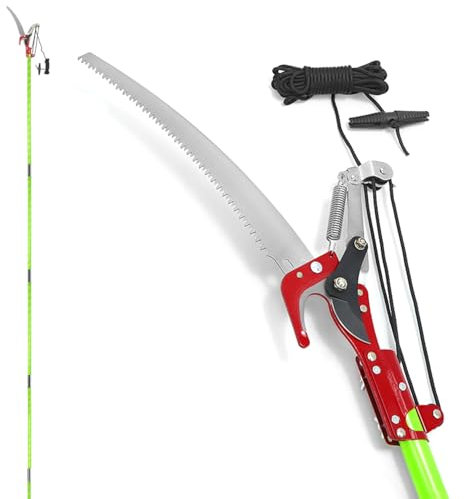 QWORK® Svettatoio con portata lunga 8 m - Lama in acciaio al manganese SK5 - Aste in fibra di vetro ad alta resistenza - Altezza regolabile da 1,4 m a 8 m