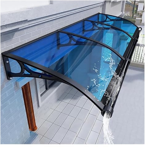 Abri de pluie d'extérieur pour porte d'entrée, housse en polycarbonate imperméable pour la pluie et la neige, auvent de terrasse pour porche avant et arrière pour protection contre les éléments.