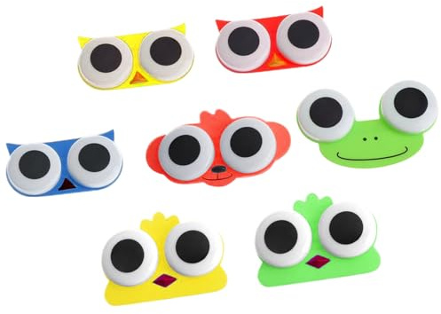 TRMFUSA Presbyopic Lenses, 7 Stück Niedliche Cartoon 3D Große Augen Kontaktlinsen Box Fall Eule Frosch Tierform Kontaktlinsenbehälter