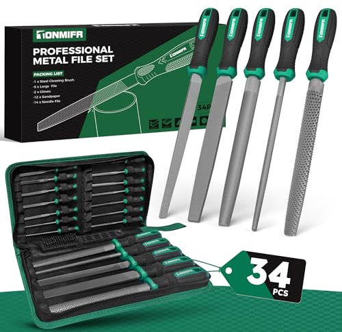 Tonmifr Professionelles Metallfeilen-Set in Industriequalität, Hartstahl, 5 Formen (flach/halbrund/rund/dreieckig/quadratisch) für gehärteten Stahl