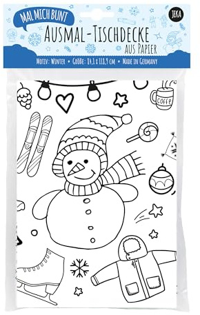 Ausmal-Tischdecke aus Papier - Motiv Winter, Tolle Beschäftigung für Kindergeburtstag, Geschenkidee Kinder Weihnachten, Mal Mich Bunt