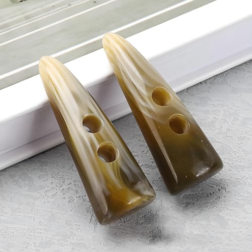 Anevous 10 Stück Horn Knöpfe aus Kunstharz, 2 Löcher Kunststoff Nähknopf, 50mm Knebelknöpfe zum Annähen, Bekleidungszubehör Knöpfe für Pullover, Kleidung, Mantel, Nähen, Handwerk, Dekoration,Kaffee