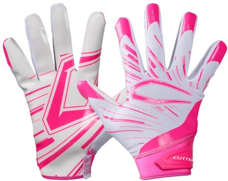 Cutters Youth Game Day Pro Fußball-Empfänger-Handschuhe, Weiß/Pink, Small