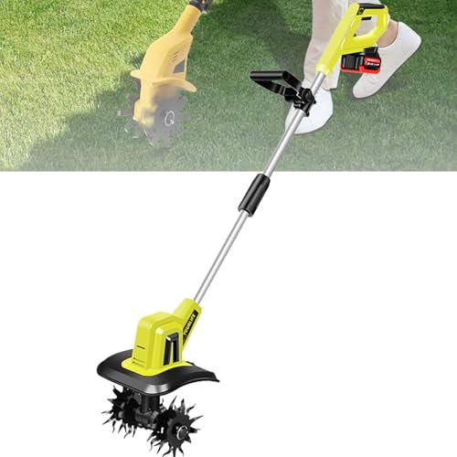 ZephyrGlow Rotocultivador Eléctrico para Jardín, Motoazada con batería, 10 cm de Ancho de Trabajo, hasta 25 cm de Profundidad, fresadora de jardín para parcelas de Patio, Flores y Jardines,TL-04