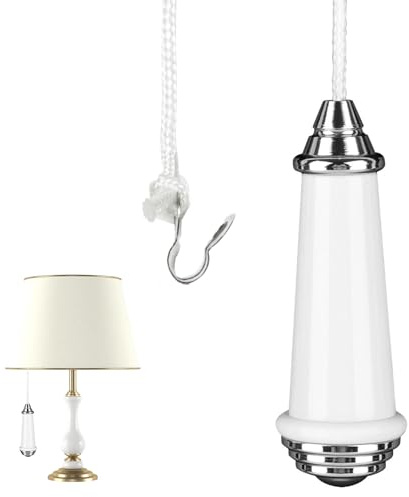 Tianher Bathroom Light Pull Cord, Light Pull Cord Handle with 150cm Extension Handle Light pulls for Bathroom Pull Cord for Ceiling Switches Bedroom Toilet Lights Ceiling Fan Switch