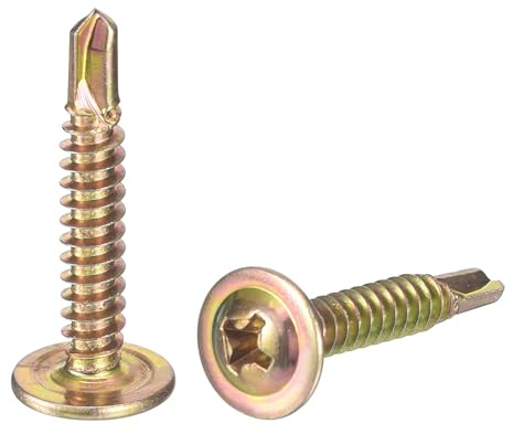 sourcing map 50Pcs #8x1 Phillips Head Self Tapping Screws, Carbon Steel Self Drilling Flat Head High-Strength Quick Tapping Screws Wood Screw for Wood, Metal, Plastic, Color Zinc