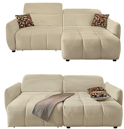 luma-Home 15405/ Ecksofa, elektrische Sitztiefenverstellung, Beige