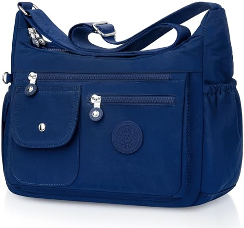 BTNEEU Borsa Tracolla Donna Nylon Borse Donna Tracolla Impermeabile Grande Borsa Multitasche Crossbody Bag Messaggero Borse Casuale Borsetta a Spalla per Lavoro Sportiva Viaggio Scuola (Blu)