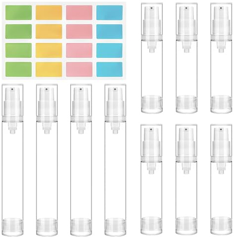 Cosswe Lot de 6 petits flacons à pompe vides - Distributeur à pompe à remplir - Distributeur de crème portable Airless - Petites bouteilles de voyage à remplir - En plastique cosmétique portable