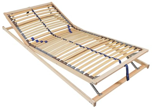 BeCo Lattenrost Blue Line KF, 90 x 200 cm, Blauer Engel, ultraflach, 33 Leisten, montiert, Kopf- & Fußteil verstellbar