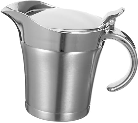 FUNNETOYU Stainless Steel Thermal Gravy Boat Jug Double Wall Insulated Sauce Server for Steak Sauce and Condiments Home and Restaurant Use
