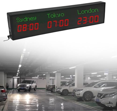 Reloj mundial digital con múltiples zonas horarias, diseño montado en la pared para casas de huéspedes, aeropuertos y pasillos - Pantalla de ciudad personalizable