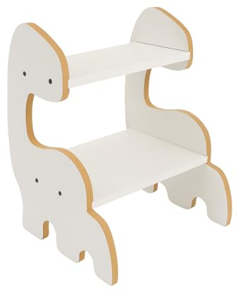 HJ KIDS Tritthocker Kinder 2 Stufen – Stabiler Montessori Lernturm aus Holz bis 70 kg belastbar, Kinderhocker im Dino Design, Trittschemel für Bad, Küche, WC & Kinderzimmer, Kinder Tritthocker