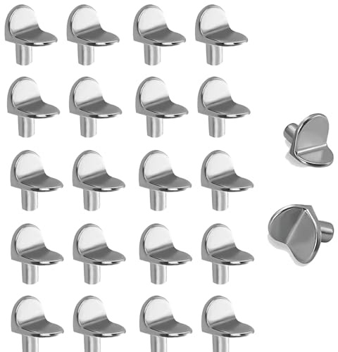 20 Pcs 5mm L-Shaped Shelf Support Pegs, Cupboard Shelf Pegs, Zinc Alloy Wardrobe Shelves Support, Wood Glass Shelves Supports for Furniture, Cabinet, Bookcase, Closet Wardrobe, Cupboard