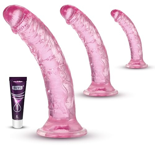 Set de godes transparents avec ventouse - Godes anaux réalistes pour hommes en 3 tailles (petit, moyen, grand) - Parfaits pour les débutants comme pour les utilisateurs avancés
