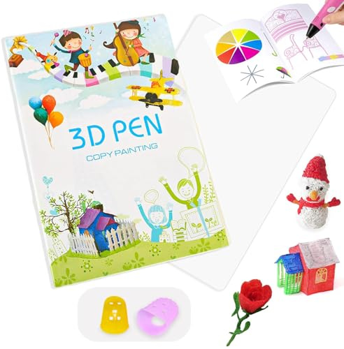 Duoleimi 3D-Druck-Zeichenbuch, Wiederverwendbare Vorlage mit 40 Mustern für 3D Doodler Starter Set & Filapen 3D Stift, DIY-Geschenk für Kinder