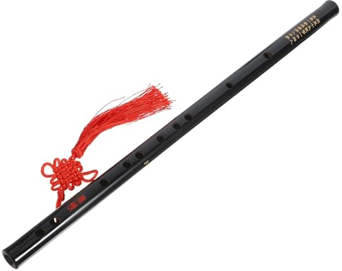 Schwarze Bambusflöte für Anfänger, Traditionelles Instrument zum Üben | Kinderflöte und Bambusflöte, Schwarz, mit Quasten, Glatte Oberfläche, Tragbar, Präzise Tonlöcher