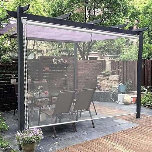 Wasserdichte PVC-Rollos mit Beschlägen - Transparente Kunststoff-Fenstervorhänge für den Außenbereich, Garten, Balkon, Pergola & Pavillon