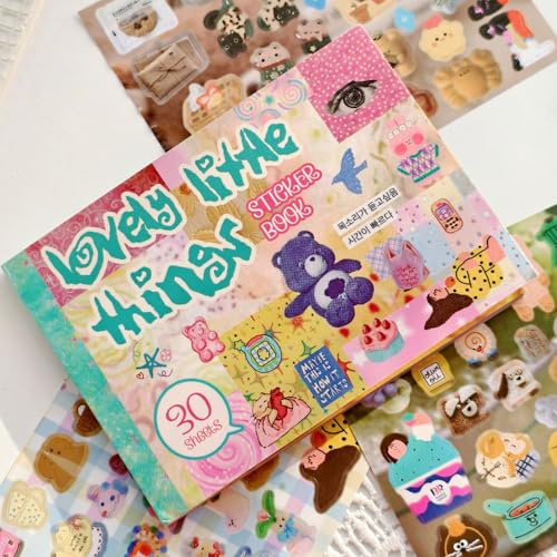 Stickerbuch Aesthetic Kawaii Y2K für Journaling & Scrapbooking – Großes Sticker Set mit 30 Blättern & über 1200 süßen Aufklebern – Ideal für Planer, Deko, Handyhülle, Laptop & Geschenke