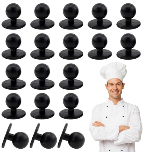 svpfuo 120 Stück Kochknöpfe für Kochjacken, Kochjacken Kugelknöpfe, Kochjackenknöpfe, Ersatzknöpfe für Kochjackens, Kochuniformknöpfe Austauschen, Geeignet für Kochuniformen(Schwarze)