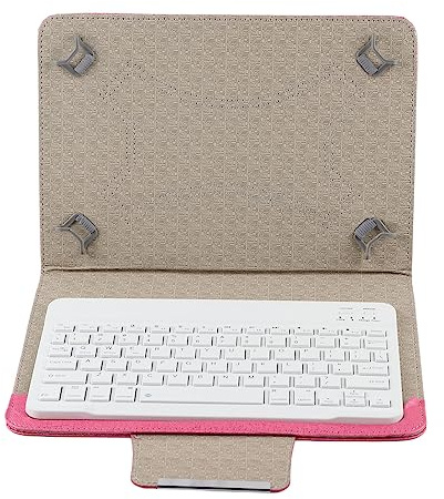 Bewinner Funda con Teclado para Tableta de 10 Pulgadas, Teclado Bluetooth Inalámbrico Desmontable 2 en 1 y Funda Protectora de Cuero PU, Universal para Tabletas/iOS/y Teléfonos de Pantalla Grande
