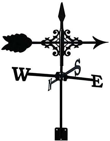 Exquisite Metal Weather Vane Ornament Metal Weathervane with Arrow Ornament, Garden Stake Weather Vane Wind Vane Professional Measuring Tool Wind Direction Indicator Garden Yard Roof Mount E